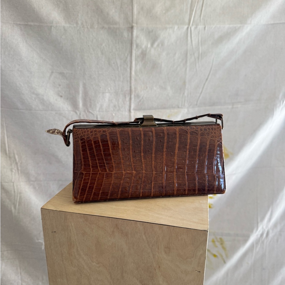 Brown Croc 1950s vintage purse
